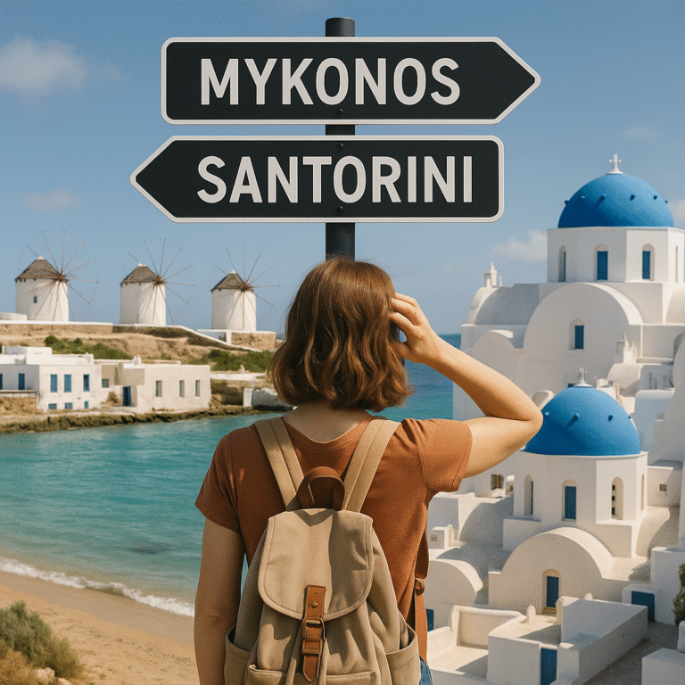 Mykonos ou Santorini – comparação para viagem à Grécia em 2026